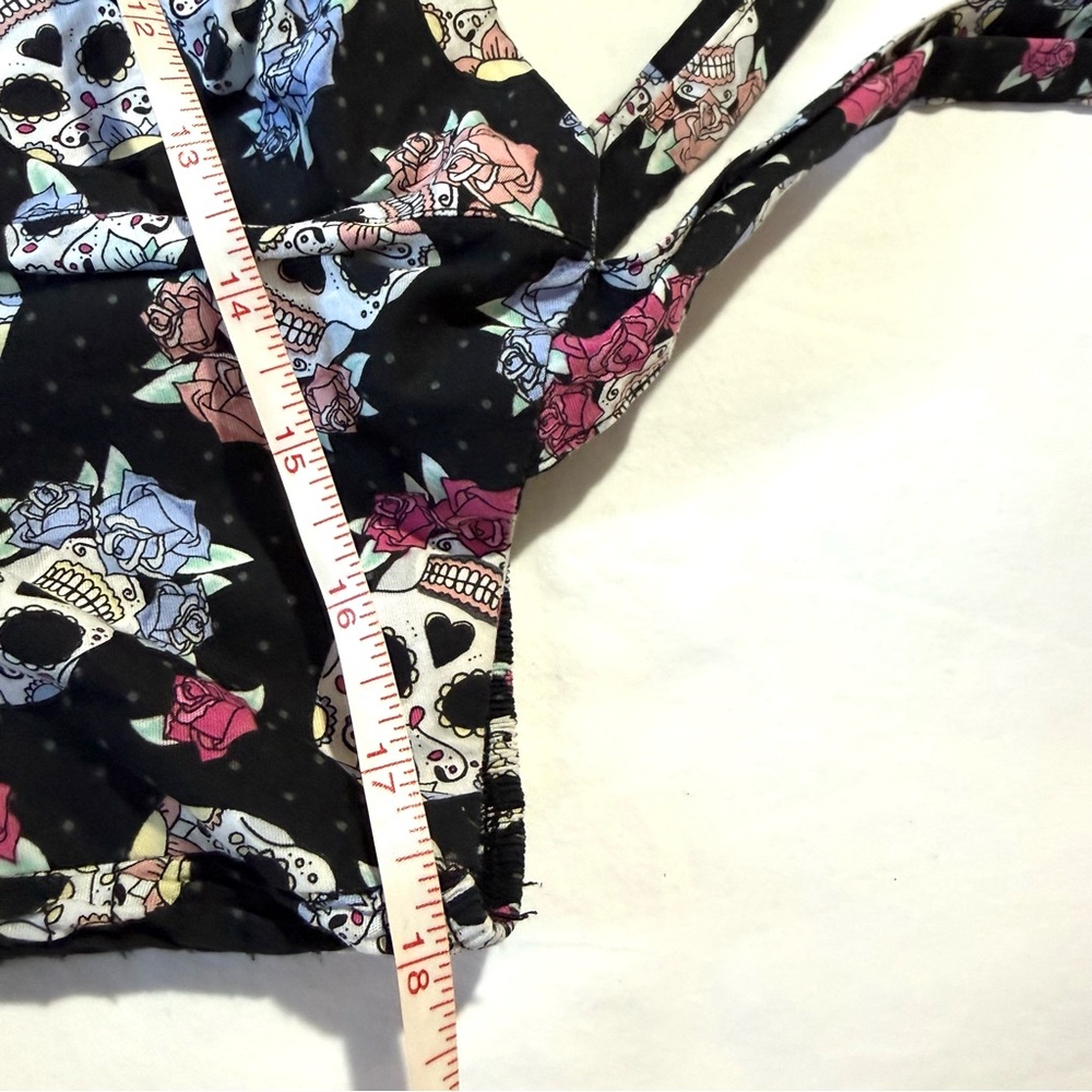 Hell Bunny Muertos 50s Style Smocked Swing Dress Dead Sugar Skull Print Ss M - Picture 11 of 12